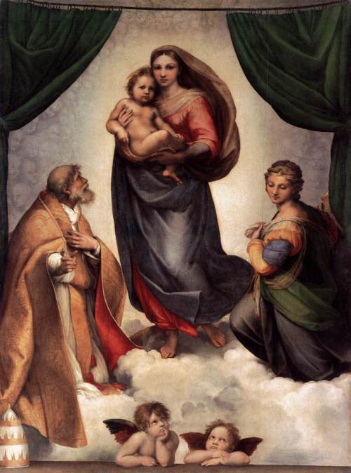 Raffaello Sanzio (1483, Urbino - 1520, Roma), “La Madonna Sistina”, 1513-14, Olio su tela, 270 x 201 cm, Gemäldegalerie, Dresden